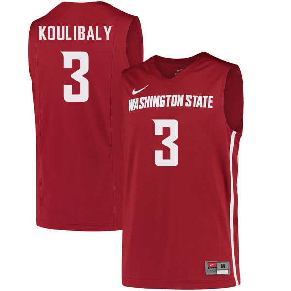 Men #3 Jefferson Koulibaly Washington State Cougars College Basketball Jerseys Sale-Crimson - Click Image to Close